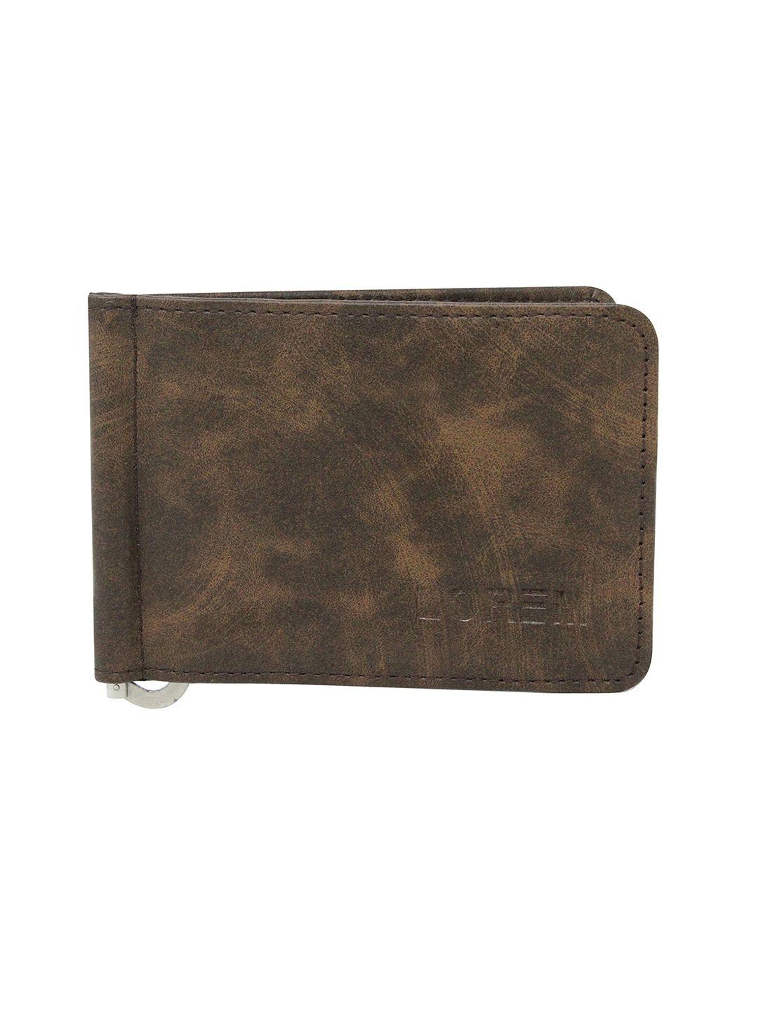 lorem men brown textured two fold wallet