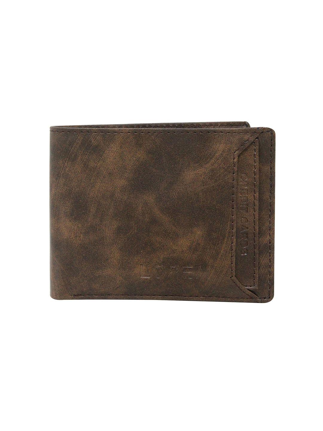 lorem men brown textured two fold wallet