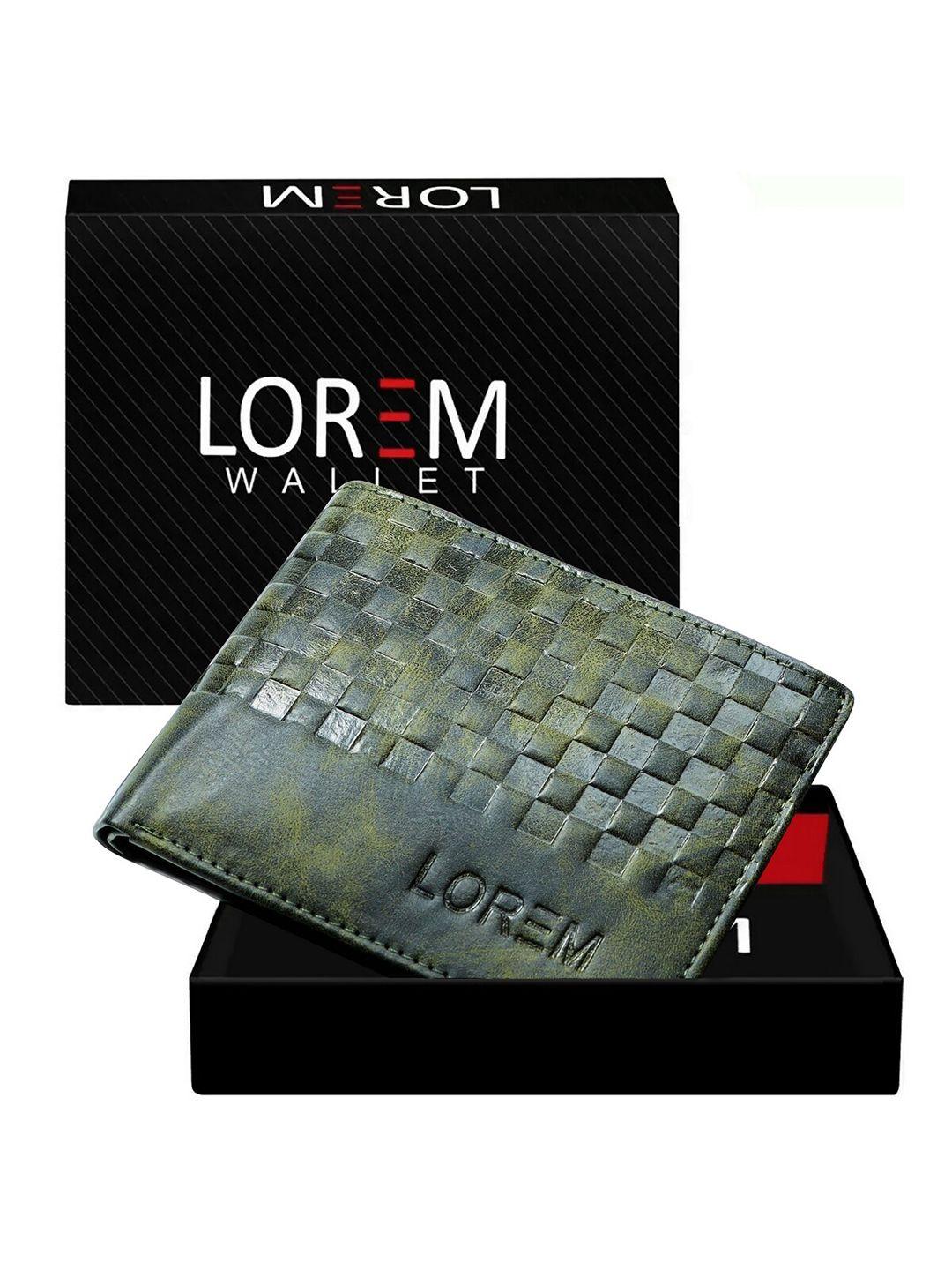 lorem men green textured two fold wallet with sim card holder