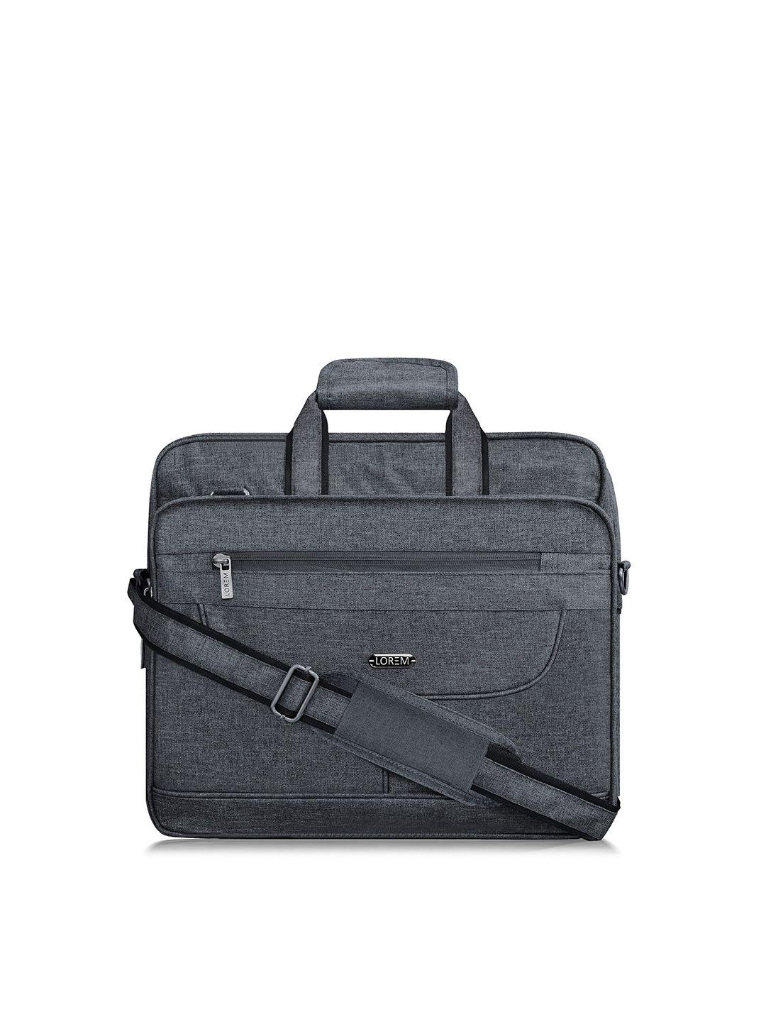 lorem men grey textured laptop bag