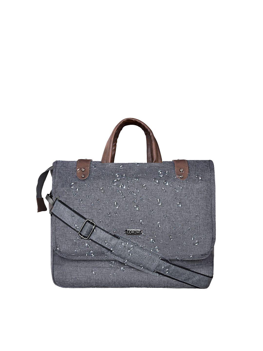 lorem men grey textured laptop bag