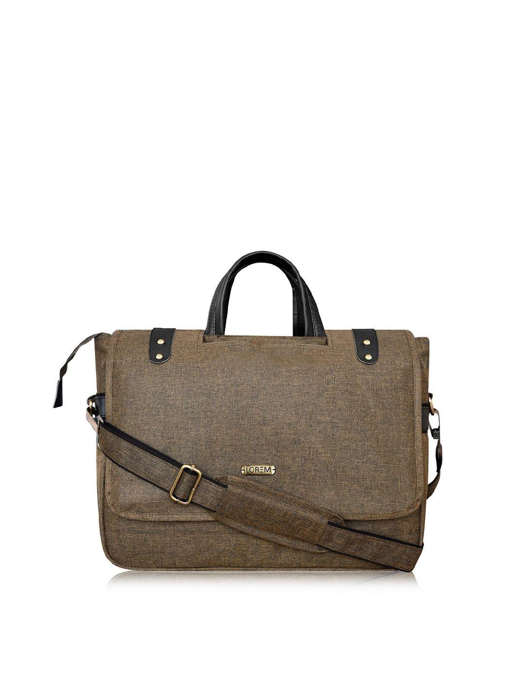 lorem men khaki textured laptop bag