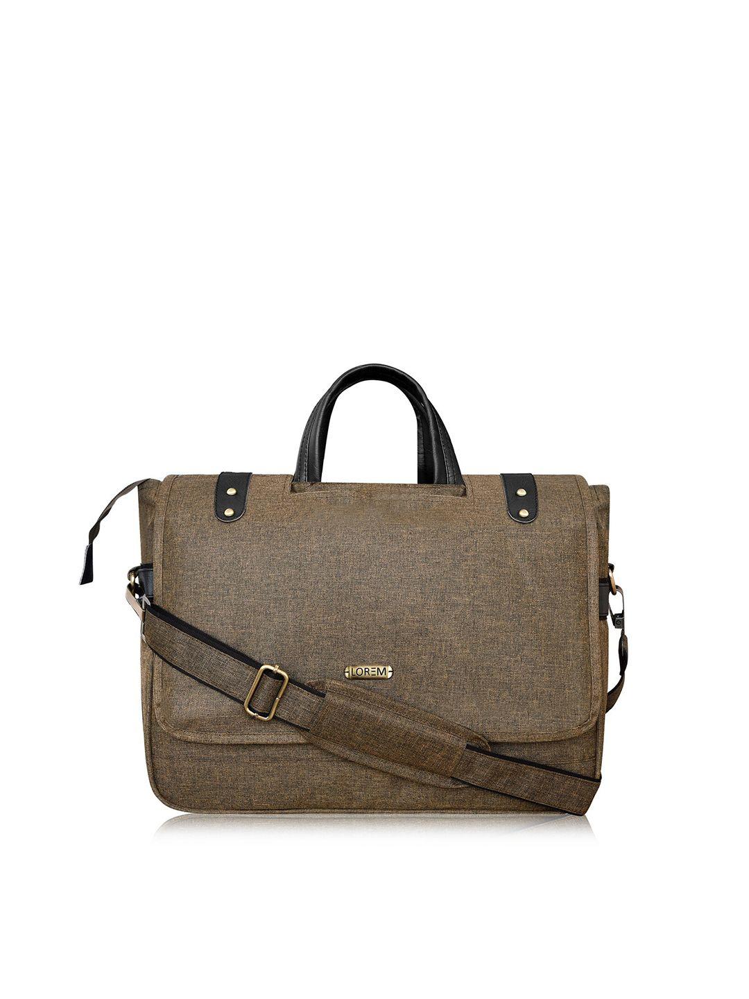 lorem men khaki textured messenger bag