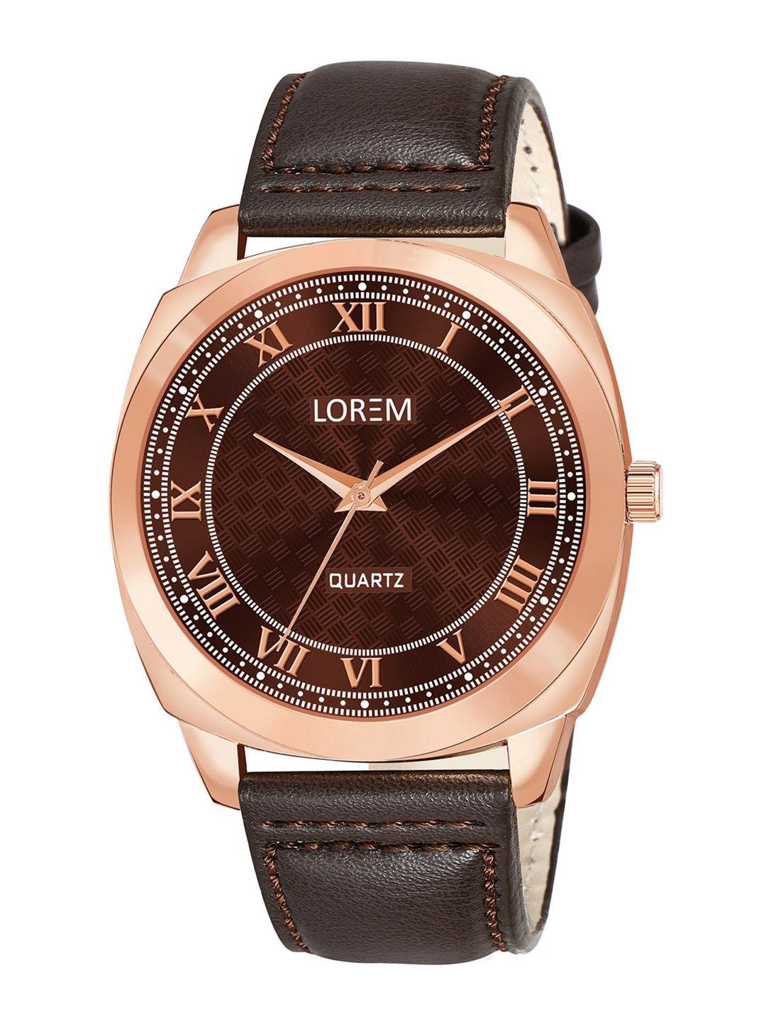 lorem men leather straps analogue watch lr89