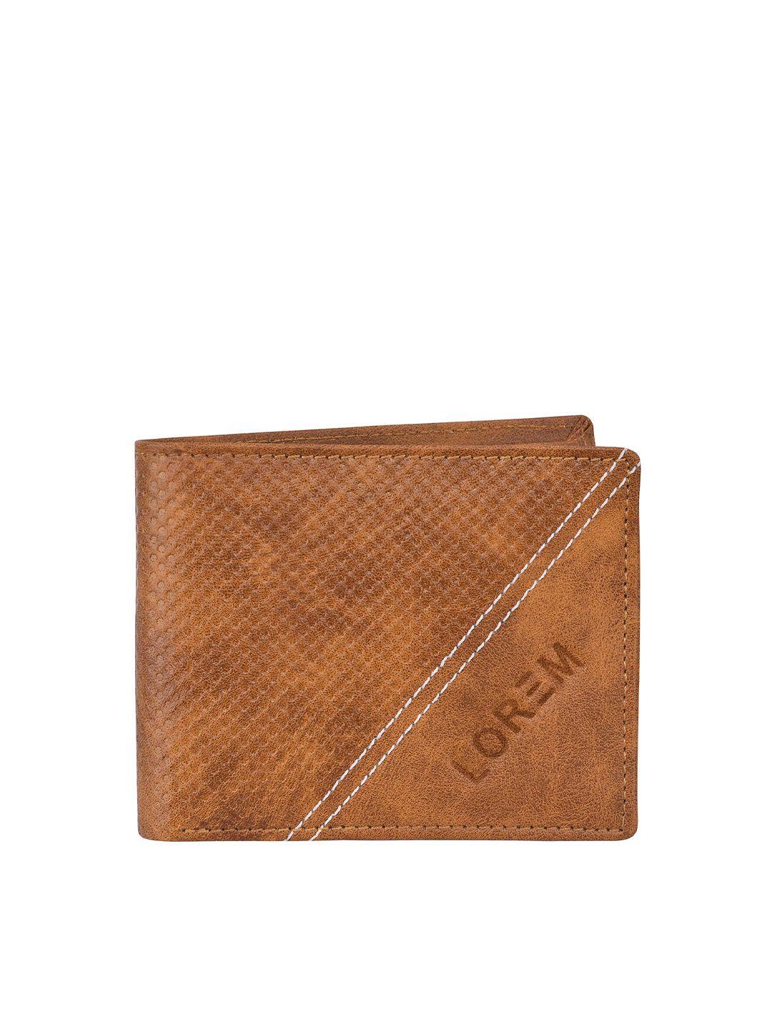 lorem men orange textured pu two fold wallet