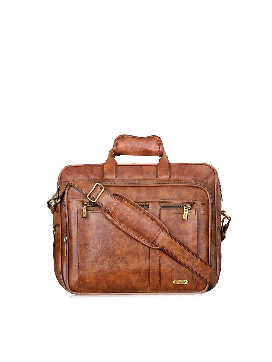 lorem men tan textured messenger bag