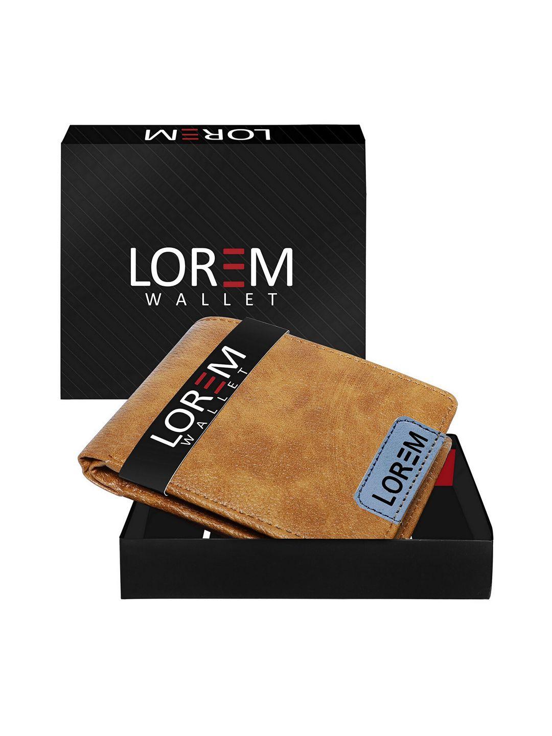 lorem men tan textured two fold wallet with sim card holder