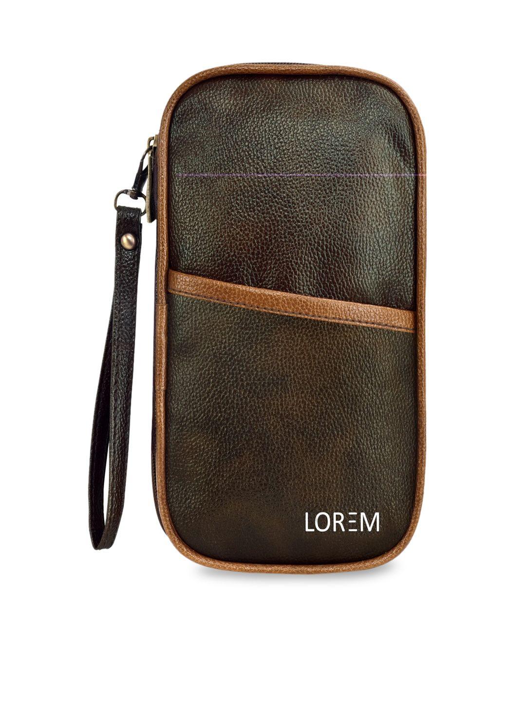 lorem unisex brown solid card holder with passport holder