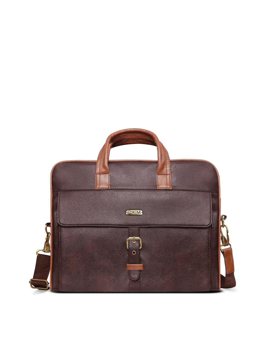 lorem unisex brown textured laptop bag