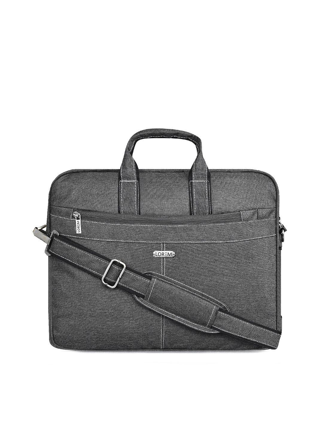 lorem unisex grey & black textured water resistant laptop bag