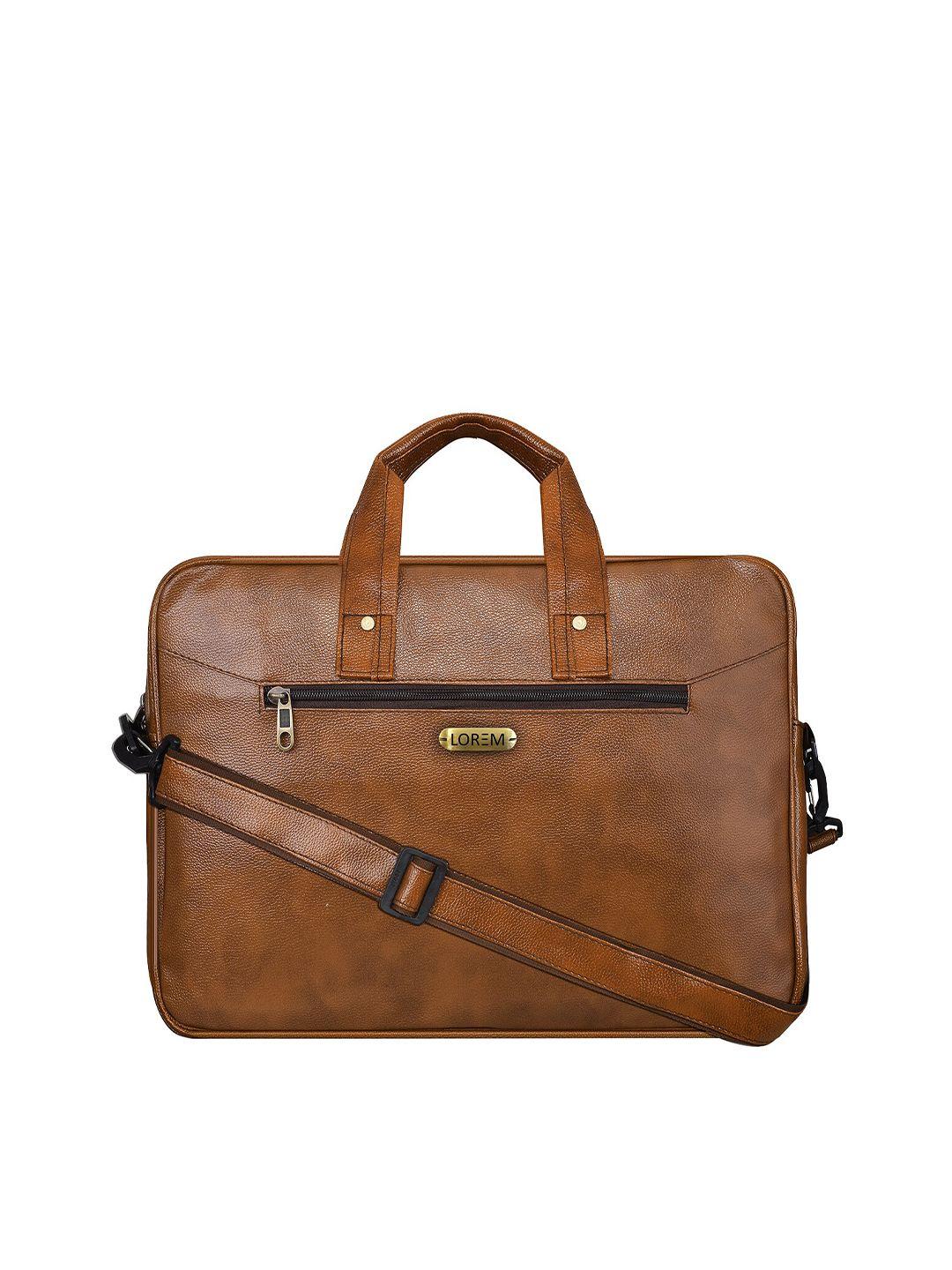 lorem unisex tan & black textured laptop bag