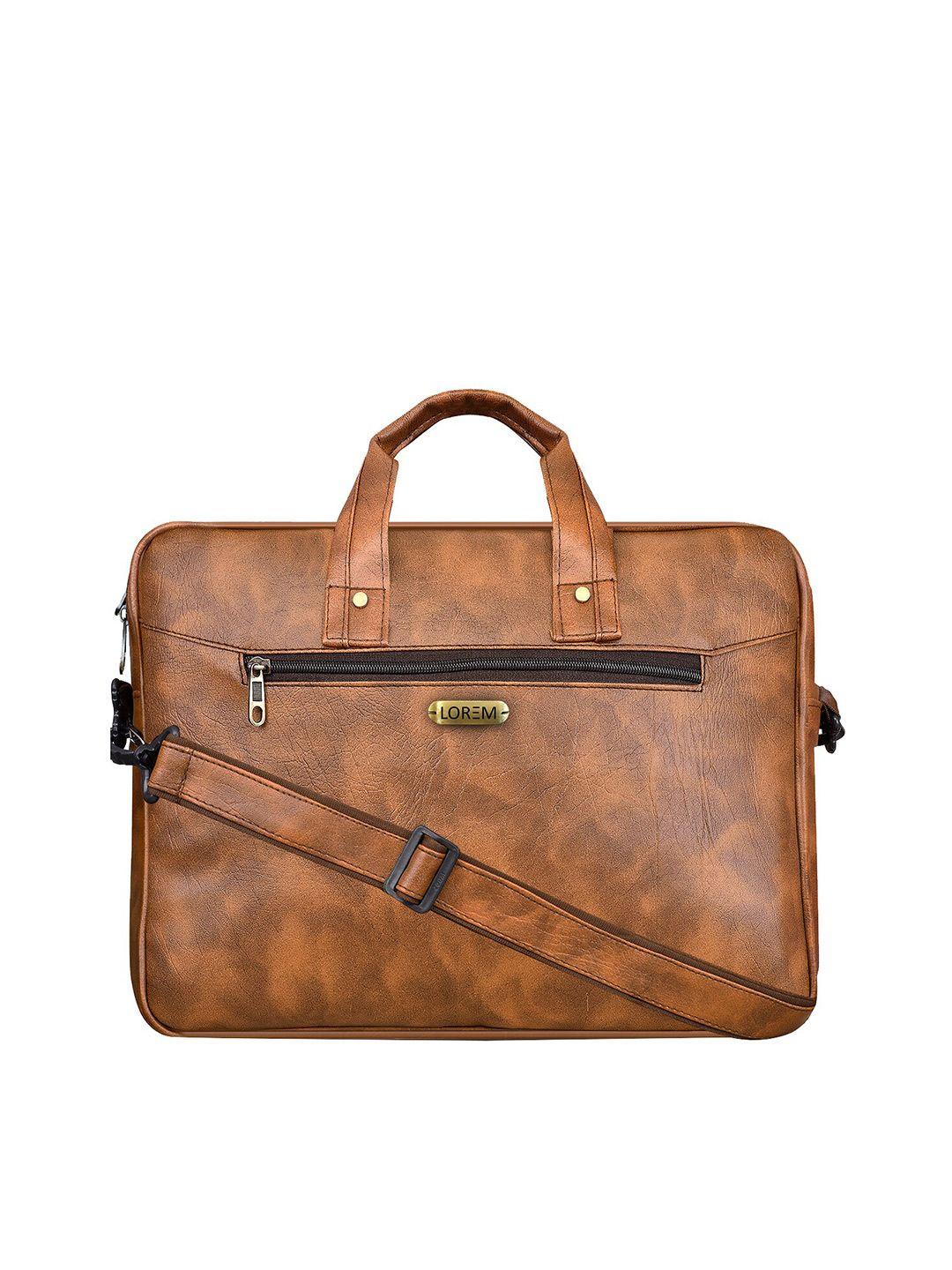 lorem unisex tan textured synthetic leather  10l laptop bag