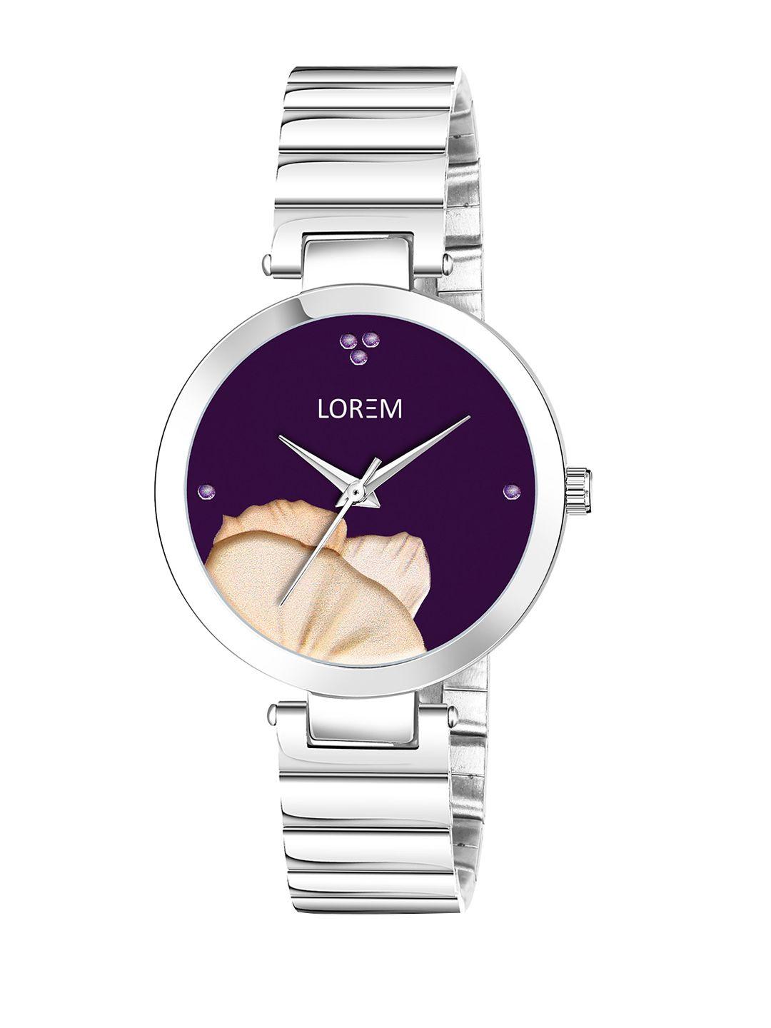 lorem women printed stainless steel bracelet style straps analogue watch lr311
