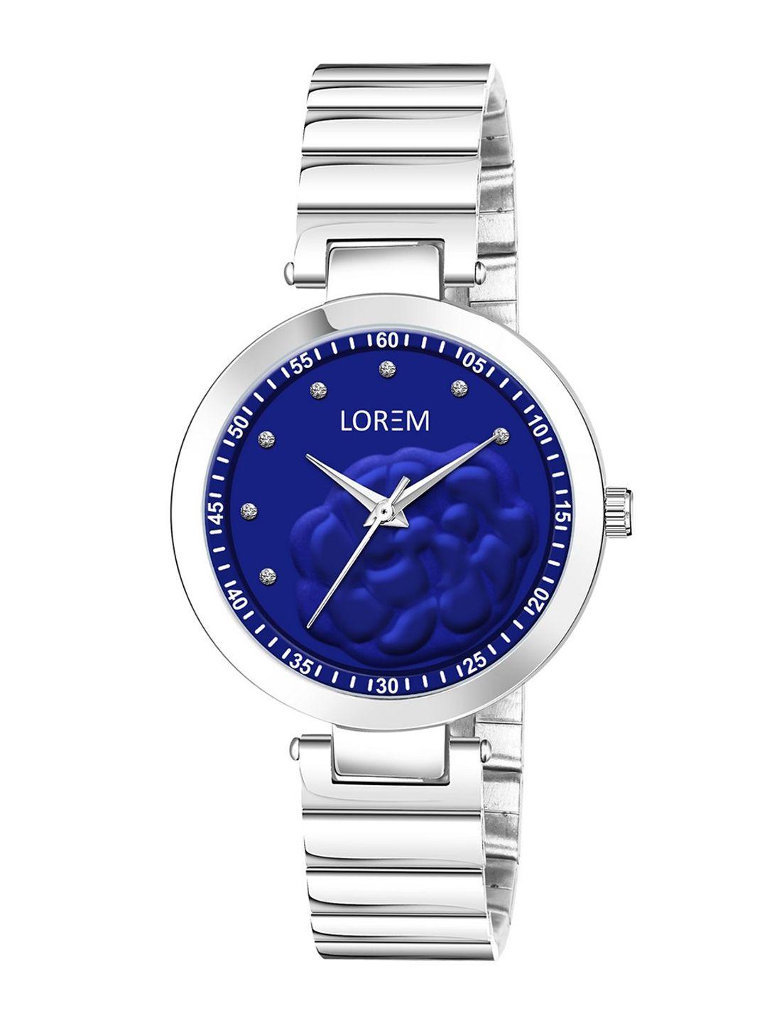 lorem women trending metal blue flower designer analog watch lr316