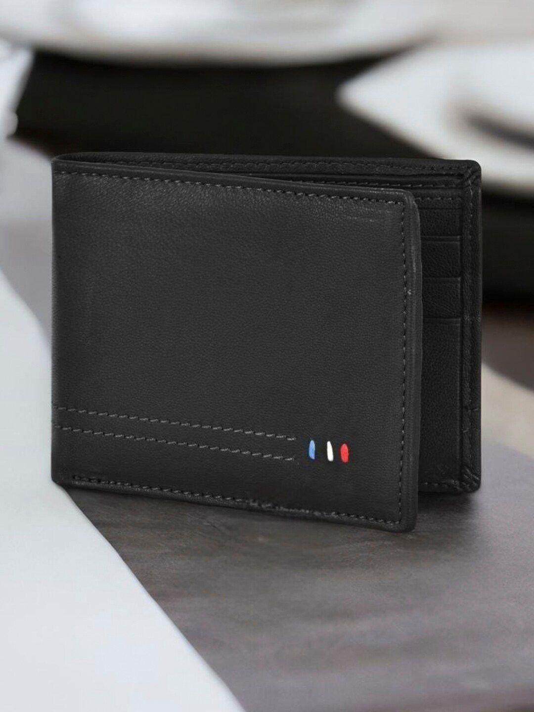lorenz men black leather two fold wallet