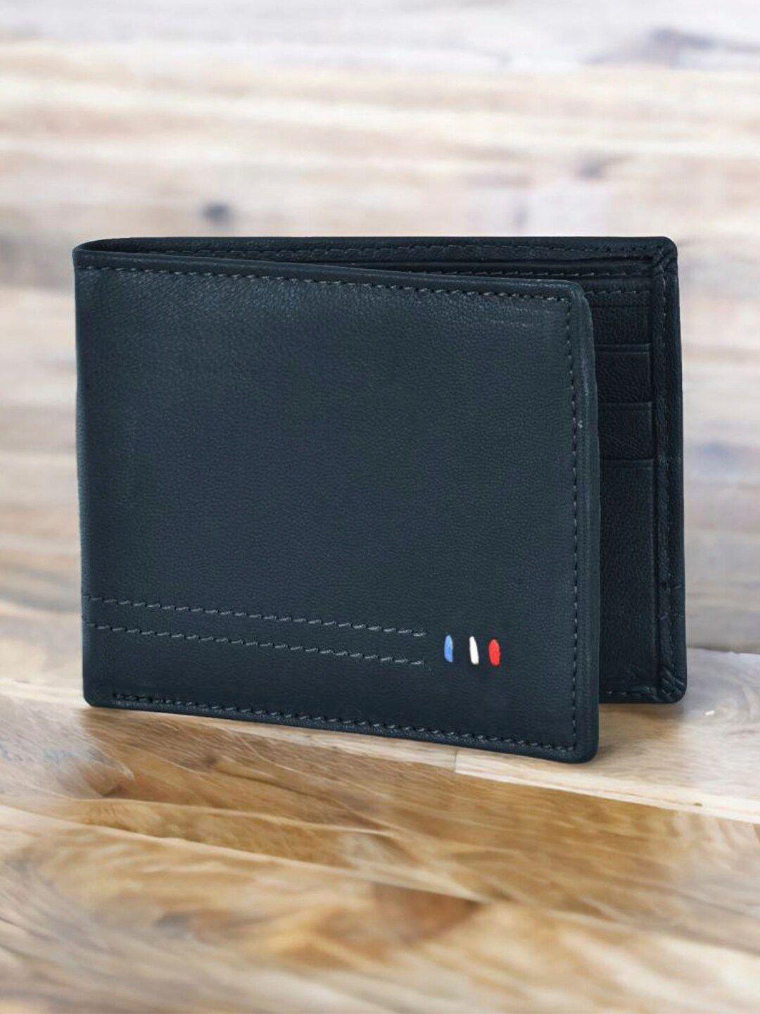 lorenz men blue & red leather two fold wallet