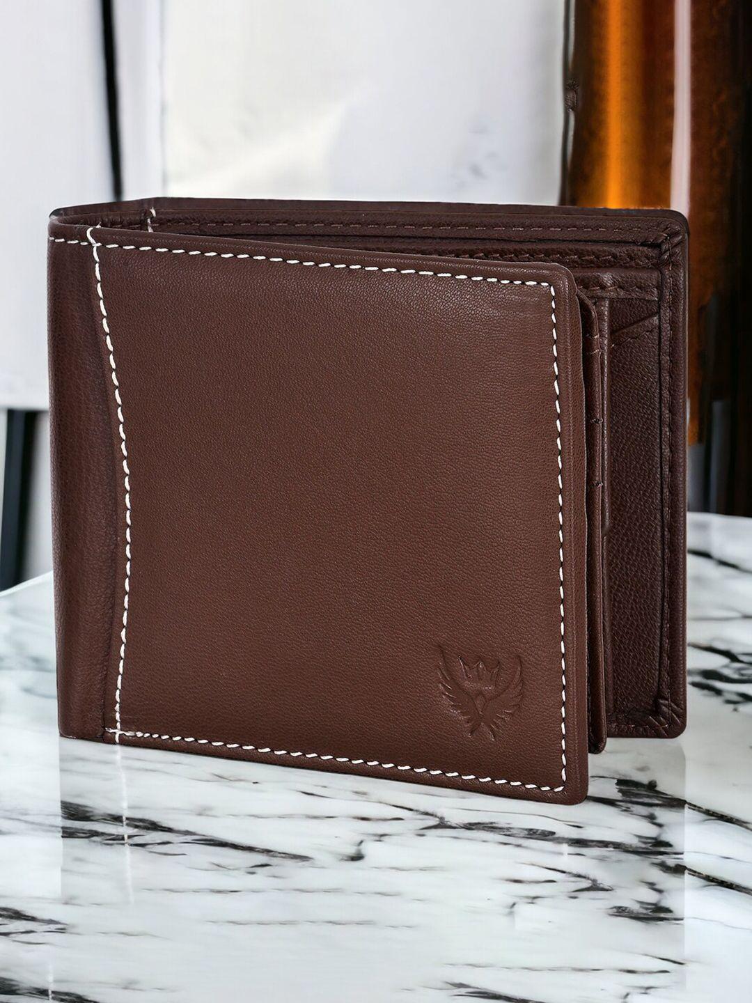 lorenz men brown leather two fold wallet