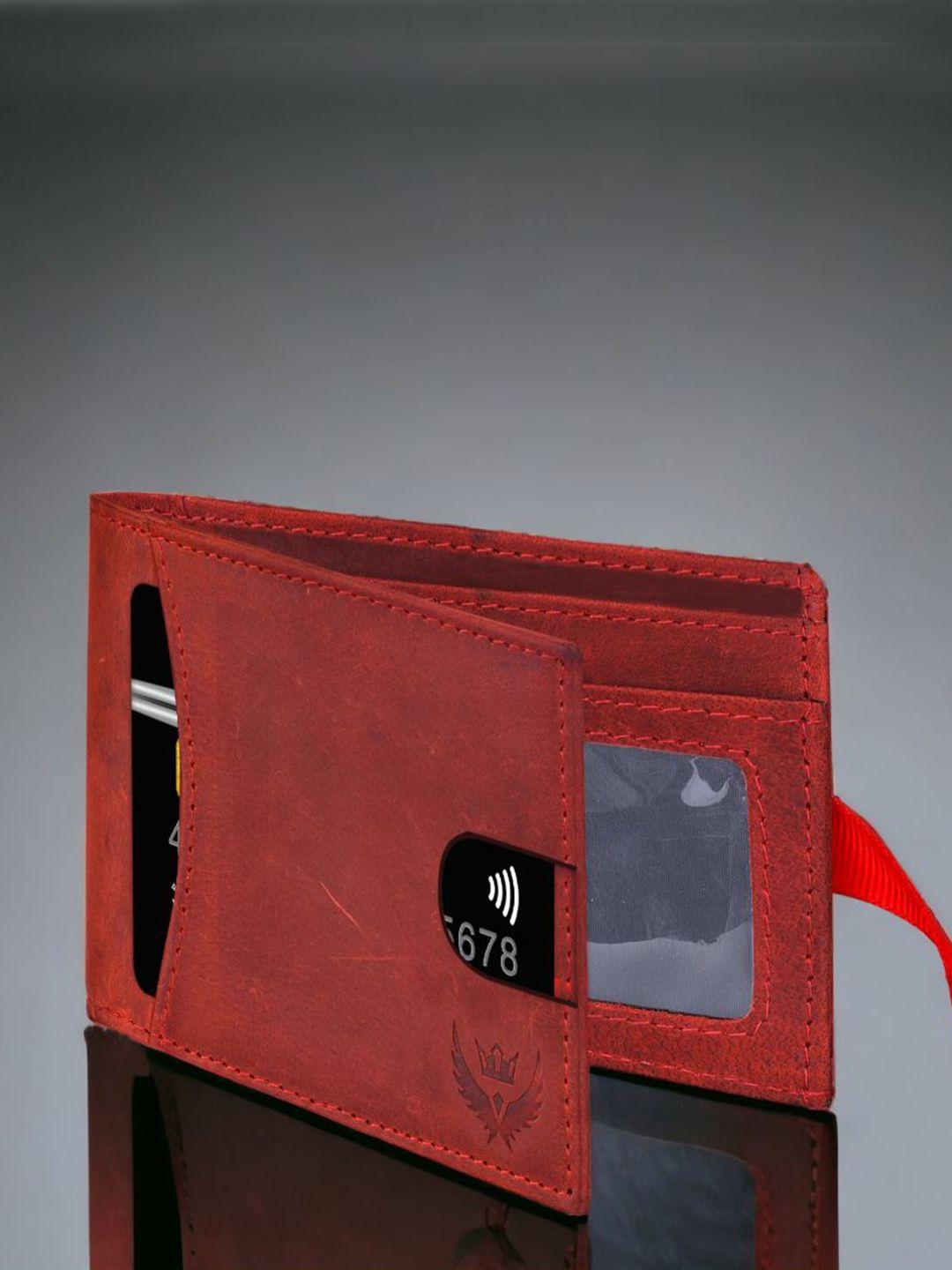 lorenz men maroon leather two fold wallet