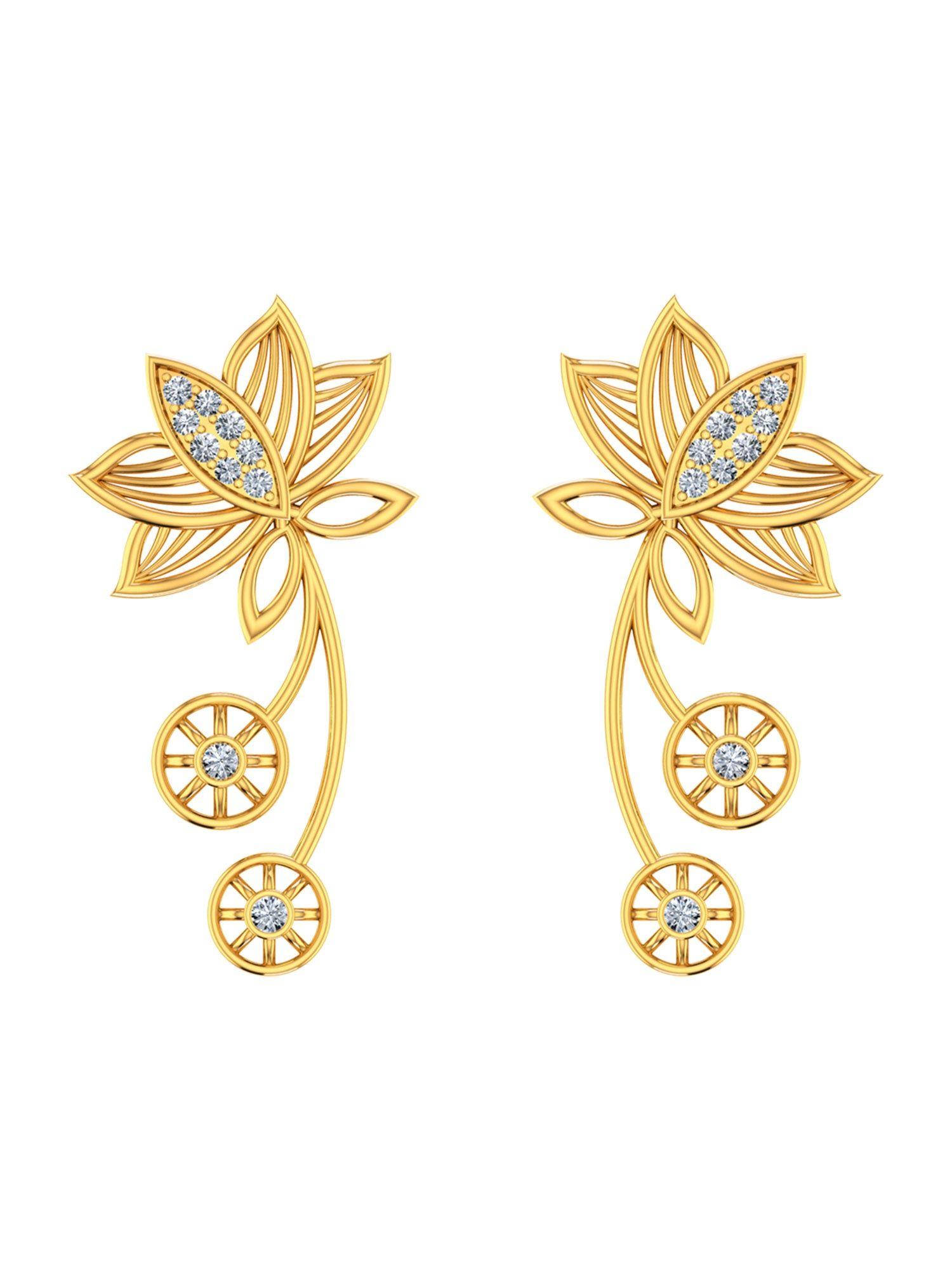 lotus chakra dangler gold earrings with gold screw