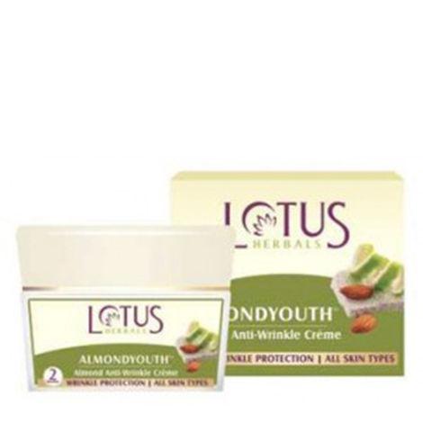 lotus herbals almondyouth almond anti-wrinkle cream | for all skin types | 50g