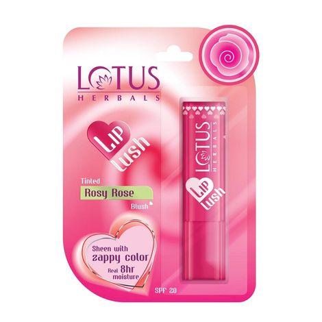 lotus herbals lip lush tinted lip balm - rosy rose blush | spf 20 | 8h moisturisation | 4g