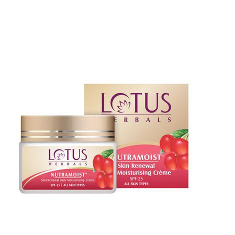 lotus herbals nutramoist skin renewal daily moisturisng cream spf 25 | for all skin types | 50g