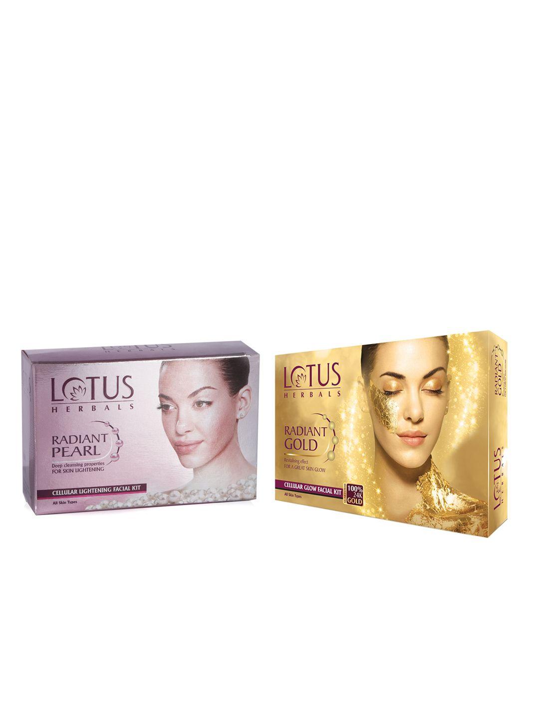 lotus herbals radiant gold cellular glow & radiant pearl cellular lightening facial kit
