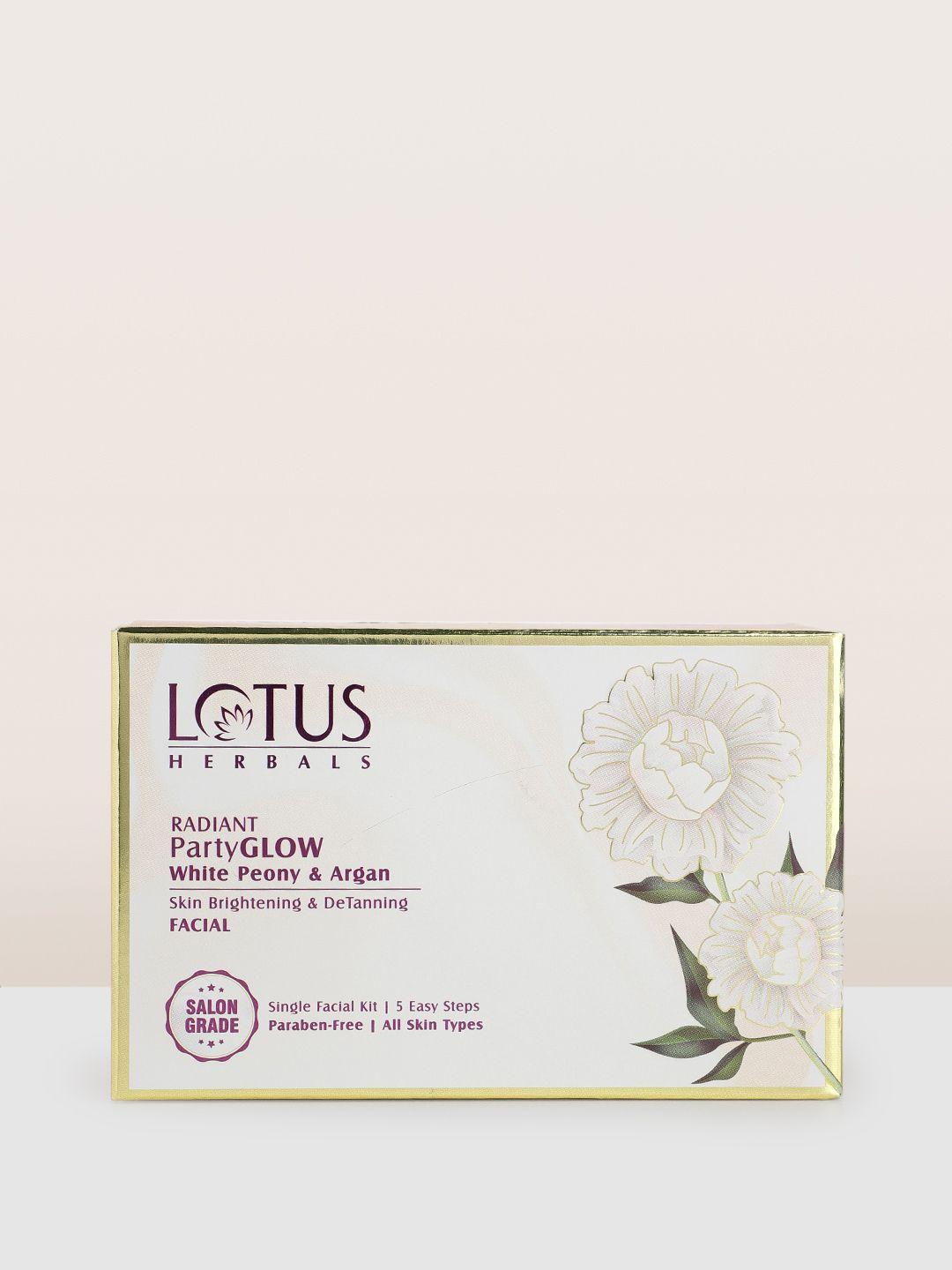 lotus herbals radiant partyglow facial kit with white peony & argan - 57 g