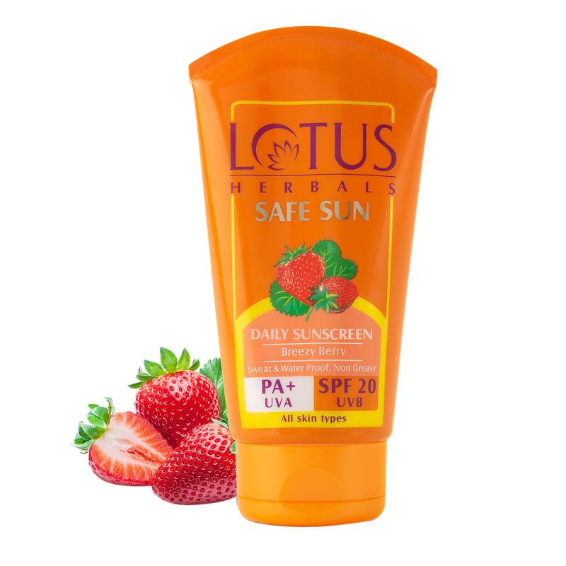 lotus herbals safe sun sunscreen cream non-greasy sweat & water resistant pa+ spf-20