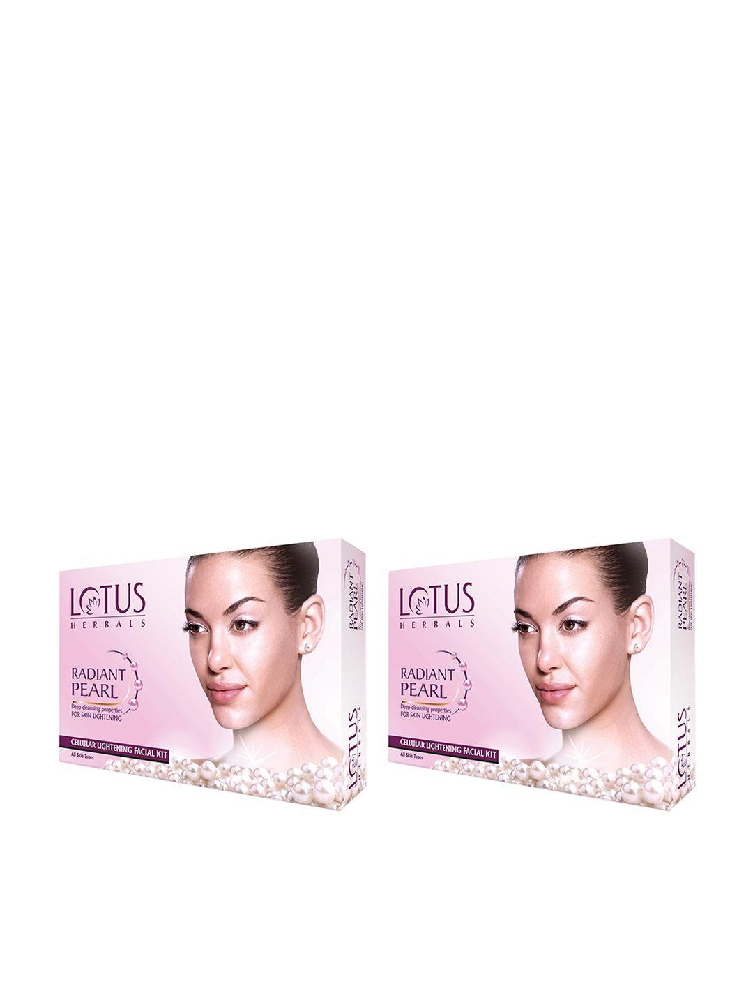 lotus herbals set of 2 radiant pearl cellular lightening facial kits - 4 kits each