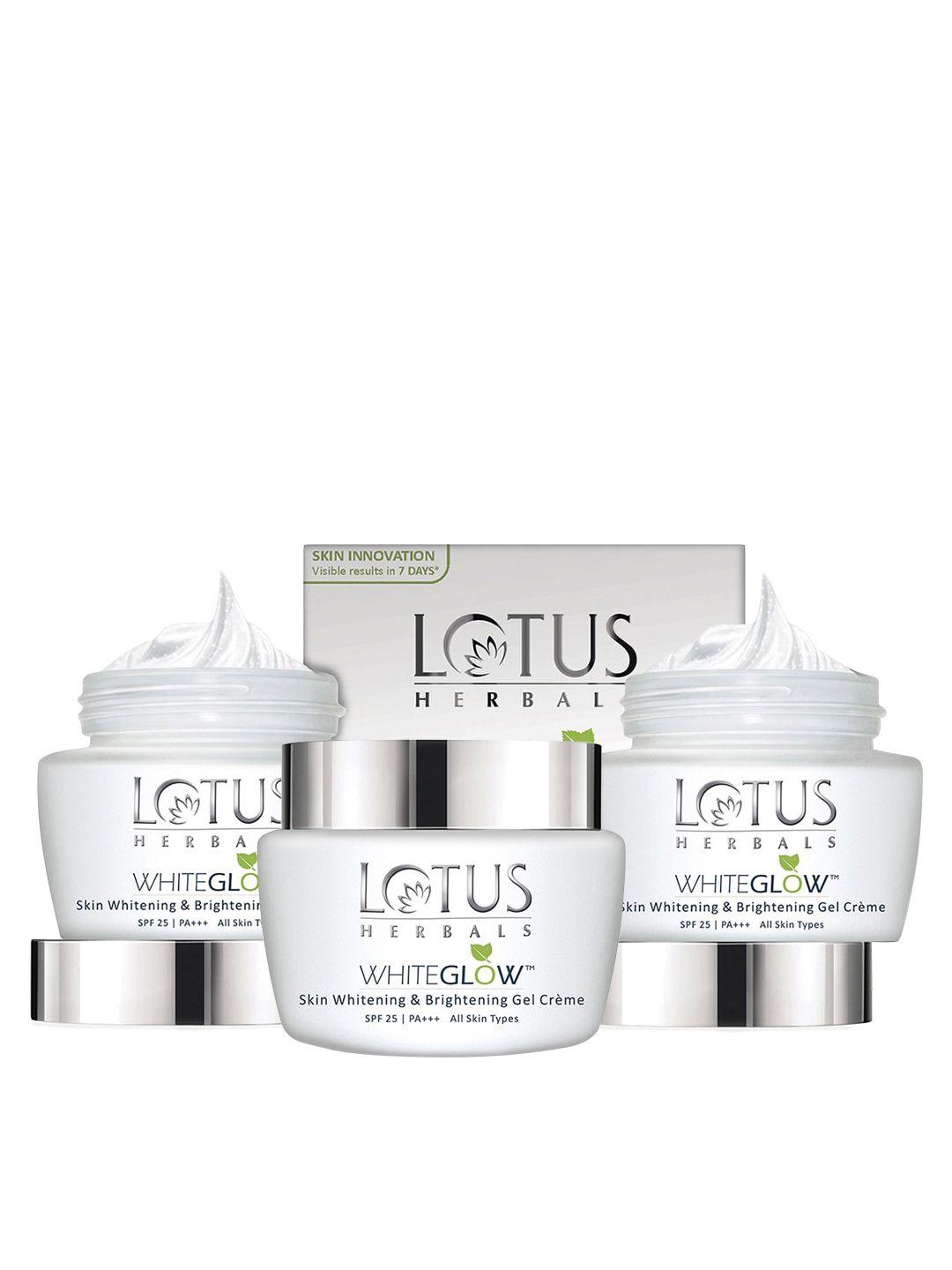 lotus herbals set of 3 whiteglow skin whitening & brightening spf 25 gel creme - 60 g each