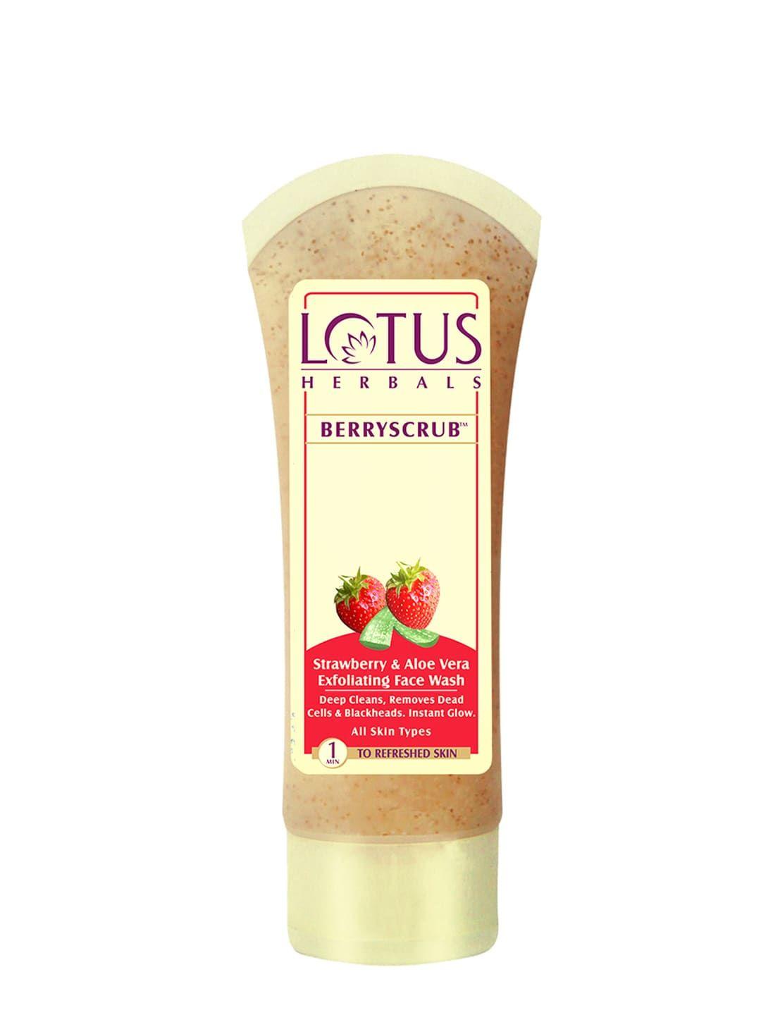 lotus herbals sustainable berryscrub strawberry  aloe vera exfoliating face wash