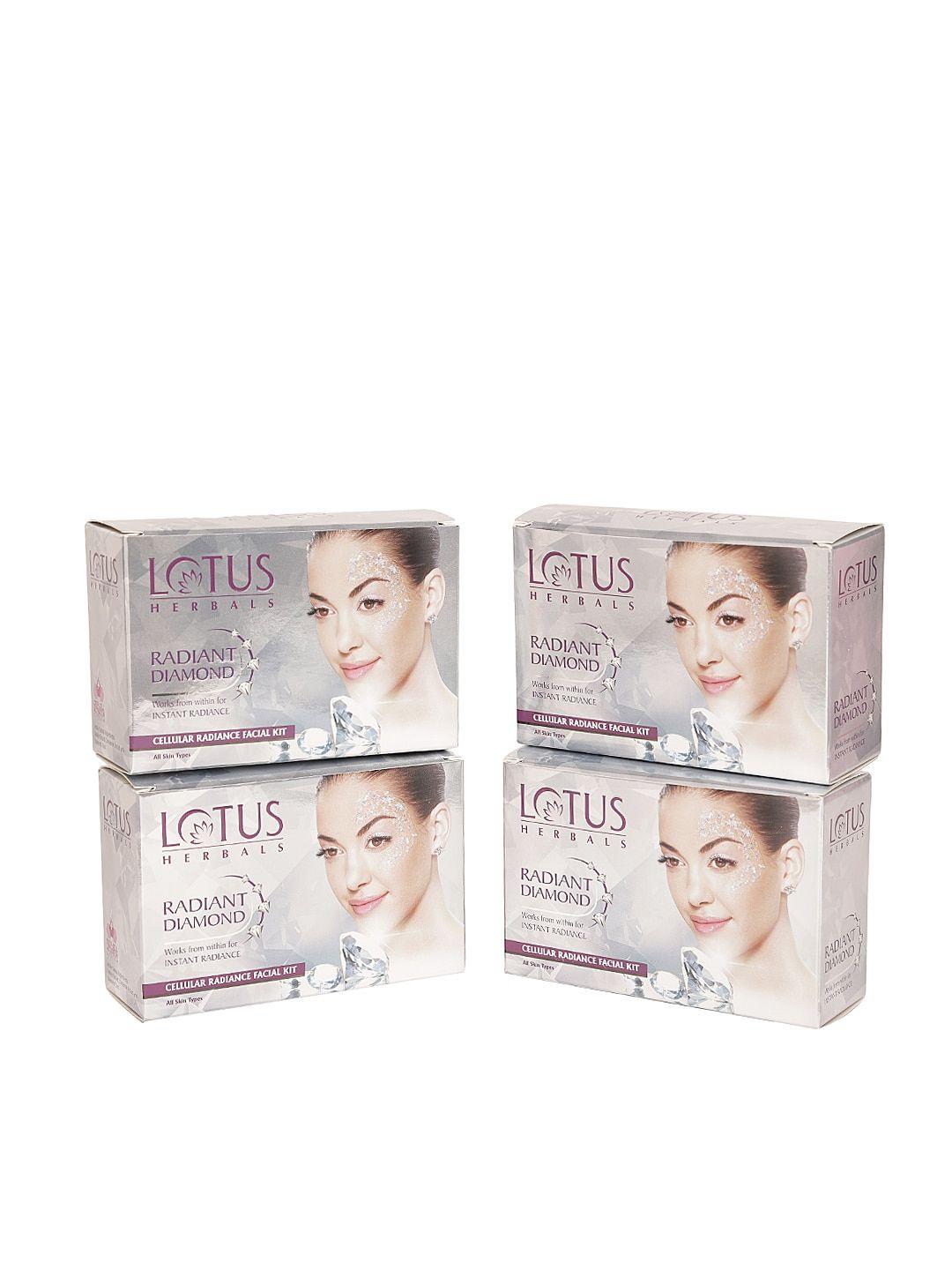 lotus herbals sustainable pack of 4 radiant diamond cellular radiance facial kit