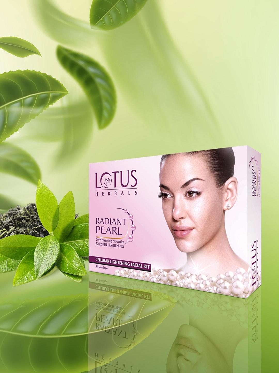 lotus herbals sustainable pack of 4 radiant pearl cellular lightening facial kit