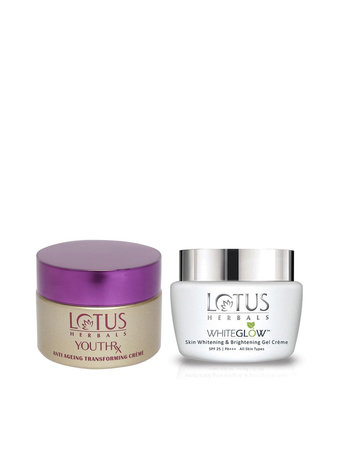 lotus herbals sustainable set of anti-ageing transforming creme & spf 25++ gel creme