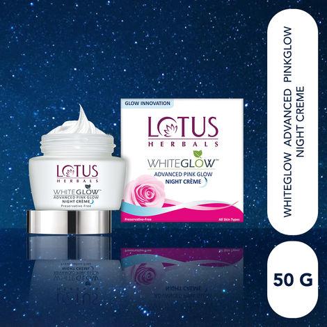 lotus herbals whiteglow advanced pink glow night cream | intense hydration | preservative free | for all skin types | 50g