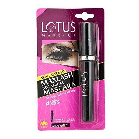 lotus make-up black maxlash volumnising botanical waterproof mascara black | smudge proof| 4g