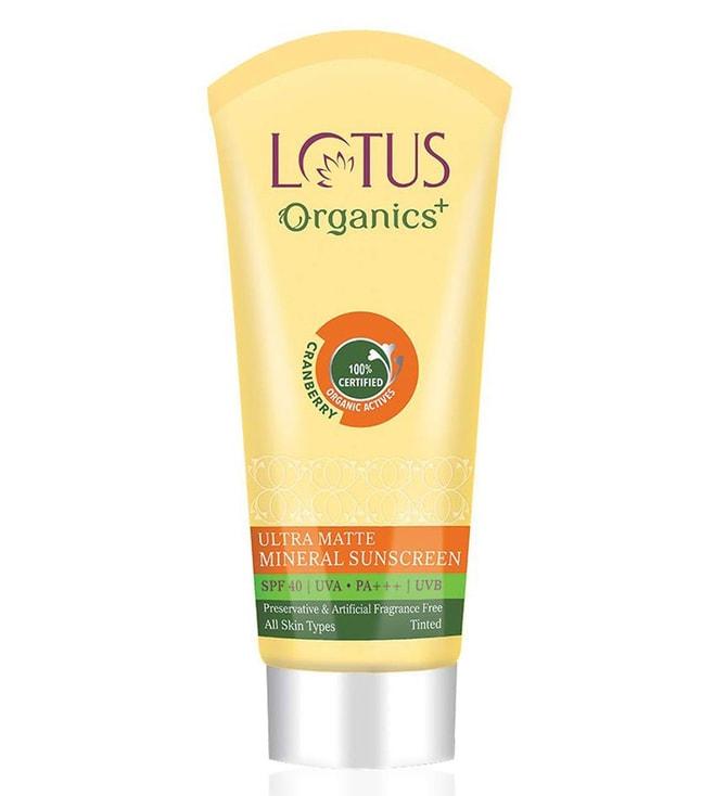 lotus organics+ ultra matte tinted face sunscreen cream spf 40 - 100 gm