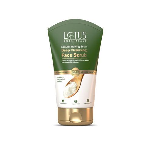 lotus botanicals baking soda deep cleansing face scrub| oil control, anti - acne | sulphate, silicon & chemical free | for normal / oily or combination skin | 100g
