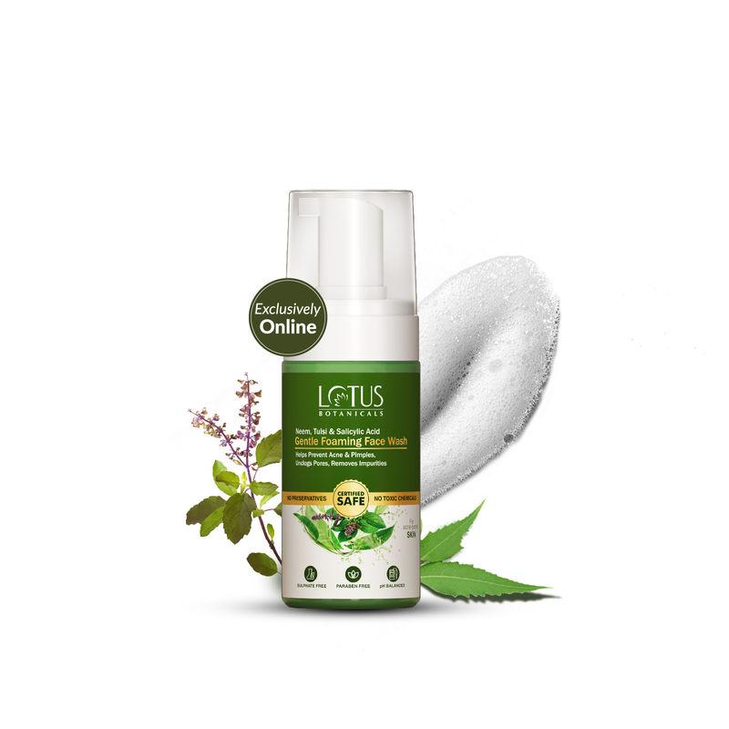 lotus botanicals neem, tulsi & salicylic acid gentle foaming face wash