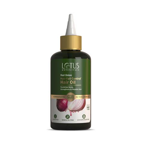 lotus botanicals red onion hair fall control hair oil | mineral oil, silicon & chemical free | all hair types | 200ml
