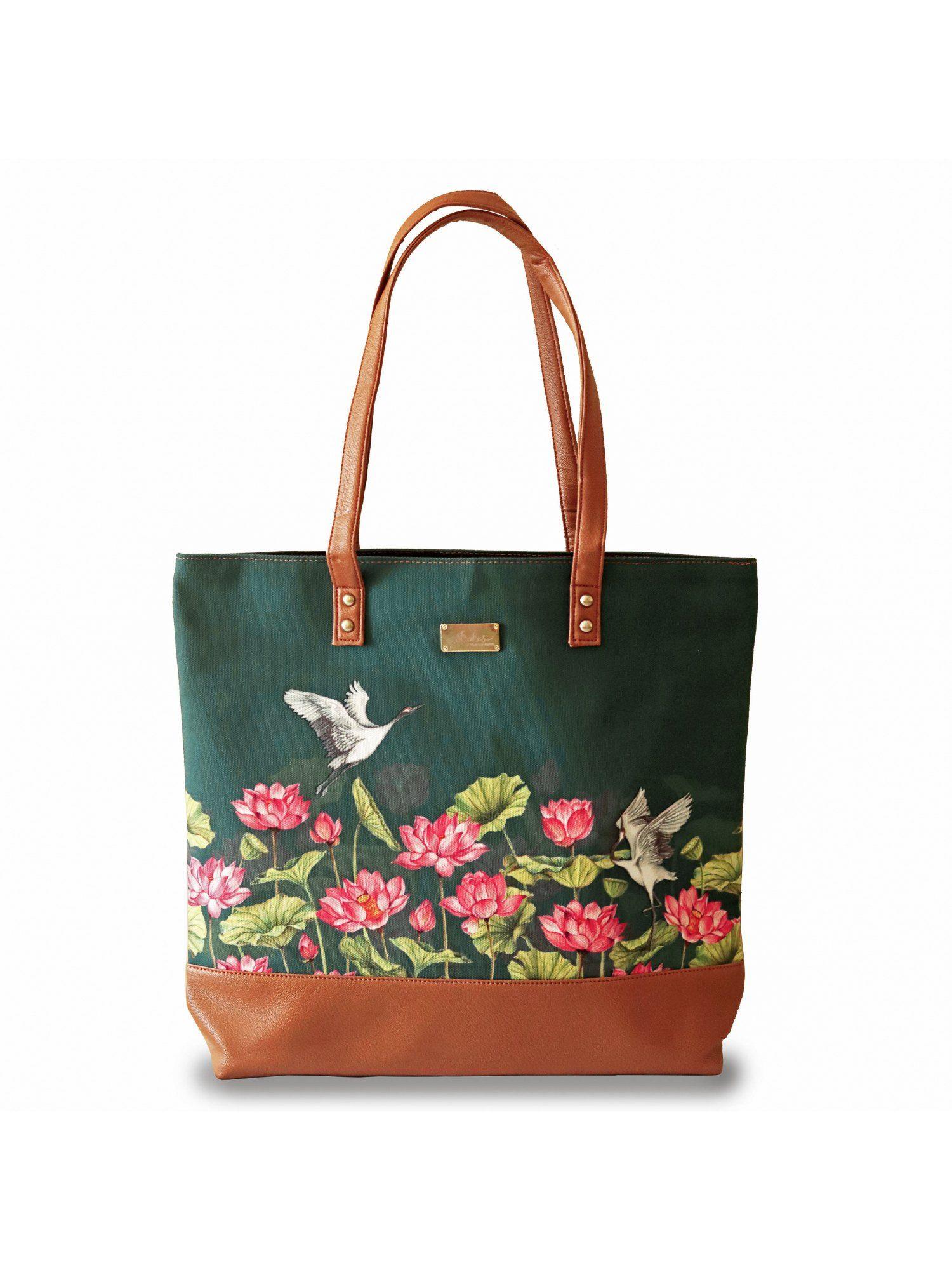 lotus field tote bag for women