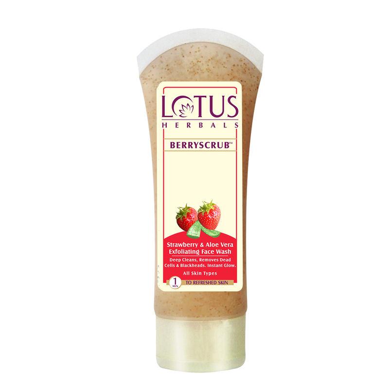 lotus herbals berryscrub strawberry & aloe vera exfoliating face wash