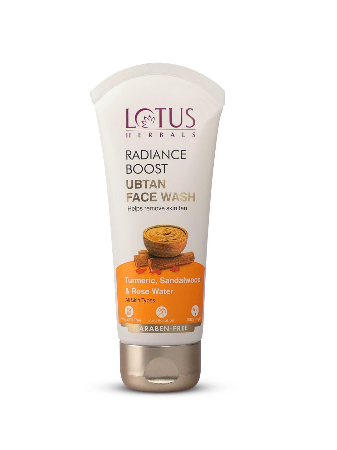 lotus herbals radiance boost ubtan face wash with turmeric & sandalwood - 100 g