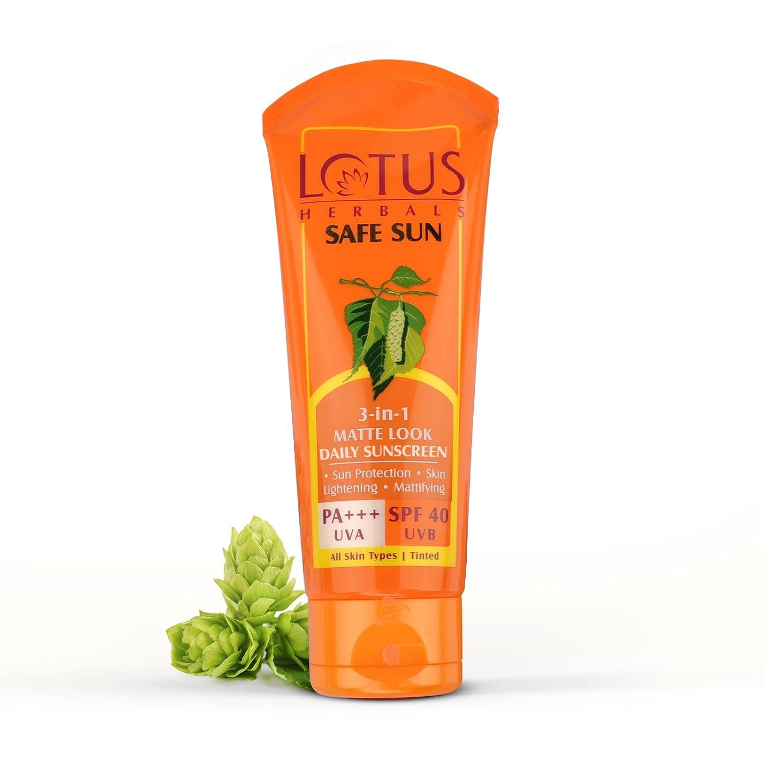 lotus herbals safe sun 3-in-1 matte look daily sunblock lotion spf 40 | 100g