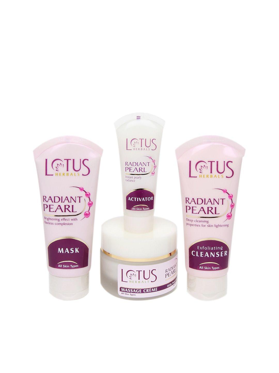 lotus herbals sustainable radiant pearl cellular lightening facial kit