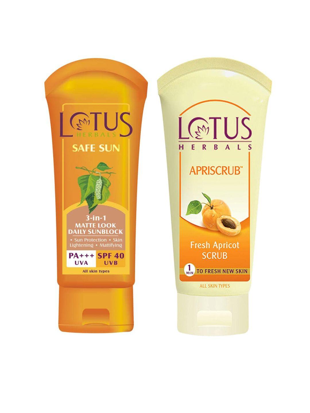 lotus herbals sustainable set of sunscreen & face scrub