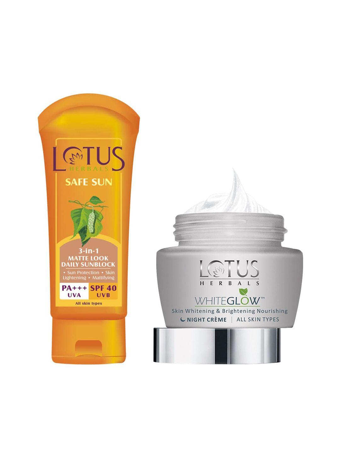 lotus herbals sustainable set of sunscreen & night creme