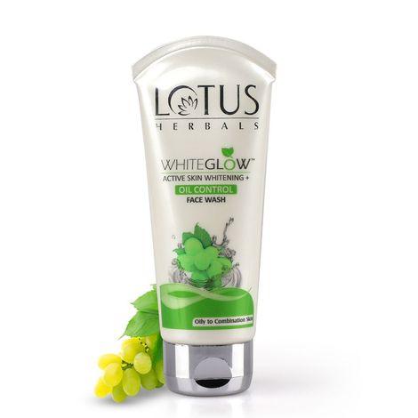 lotus herbals whiteglow active skin whitening & oil control face wash | with green tea extract | brightens skin | 100g