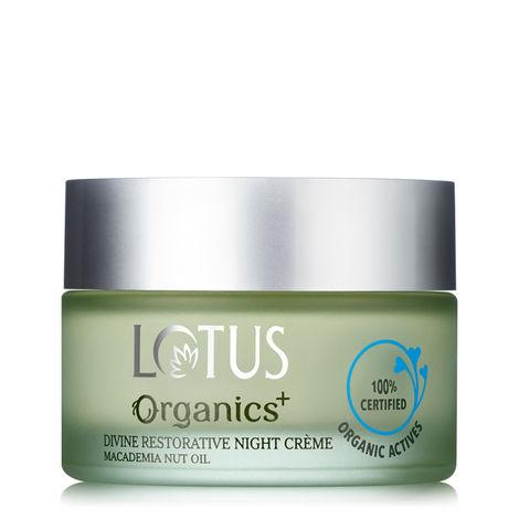 lotus organics+ divine restorative night cream | macadamia nut oil | barrier repairing moisturiser | 100% organic | 50g